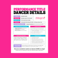 Performance Dancer Details Template
